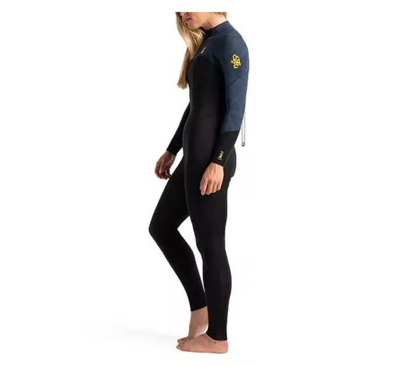 C-Skins Women's Solace 3:2 Back Zip Wetsuit Black/Bluestone/Saffron-3